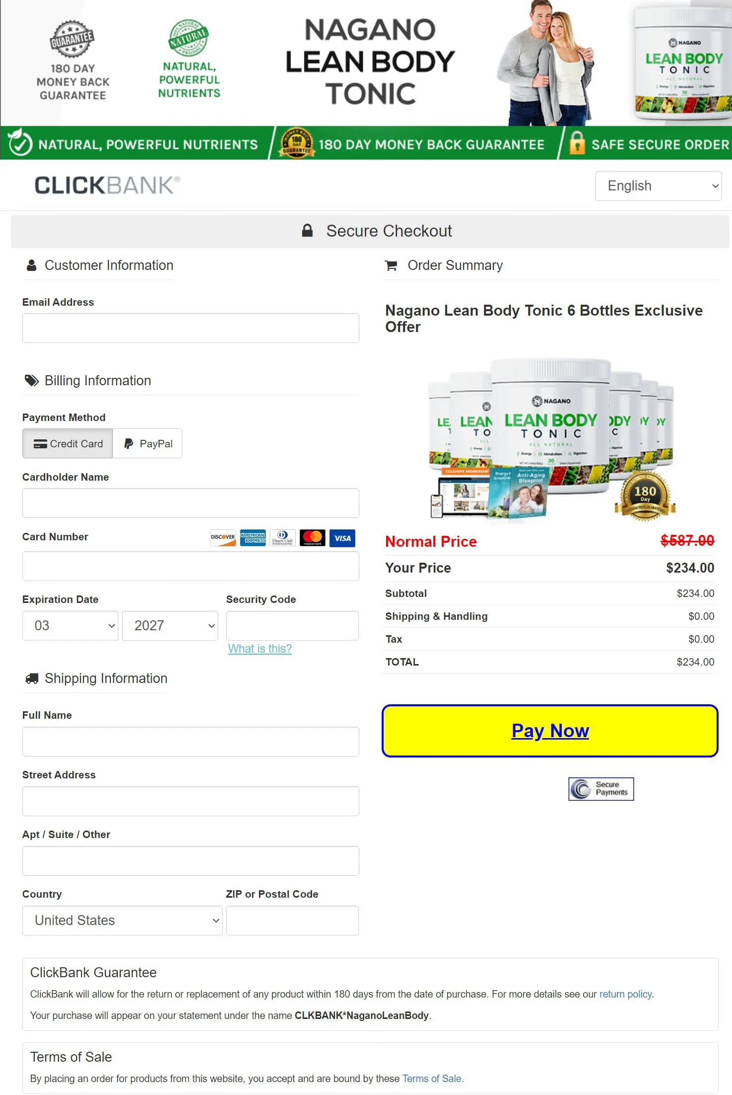 Lean Body Tonic Lean Body Tonic - Order Page